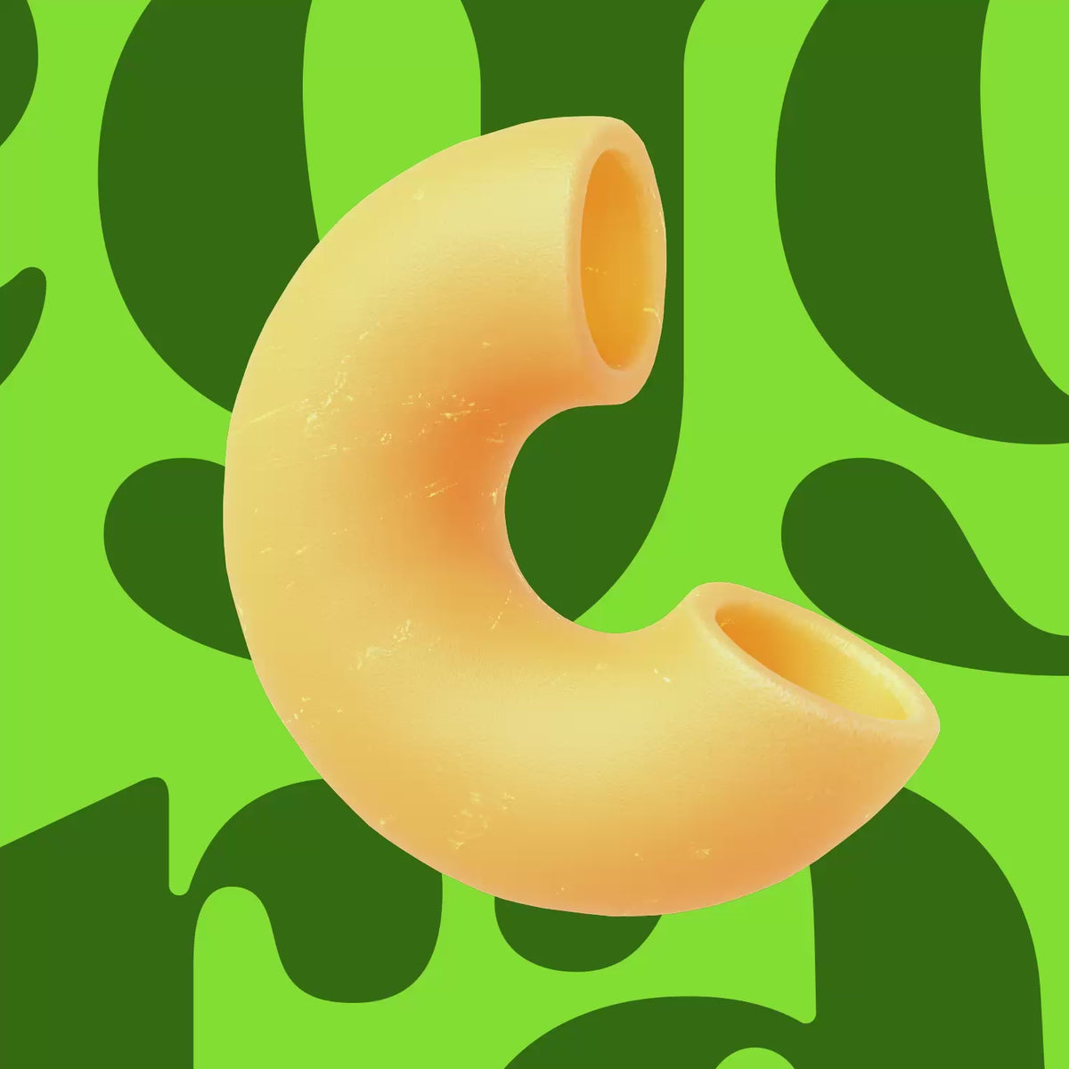 Zoomed-in photo of the Cauliflower Elbow pasta with a green background